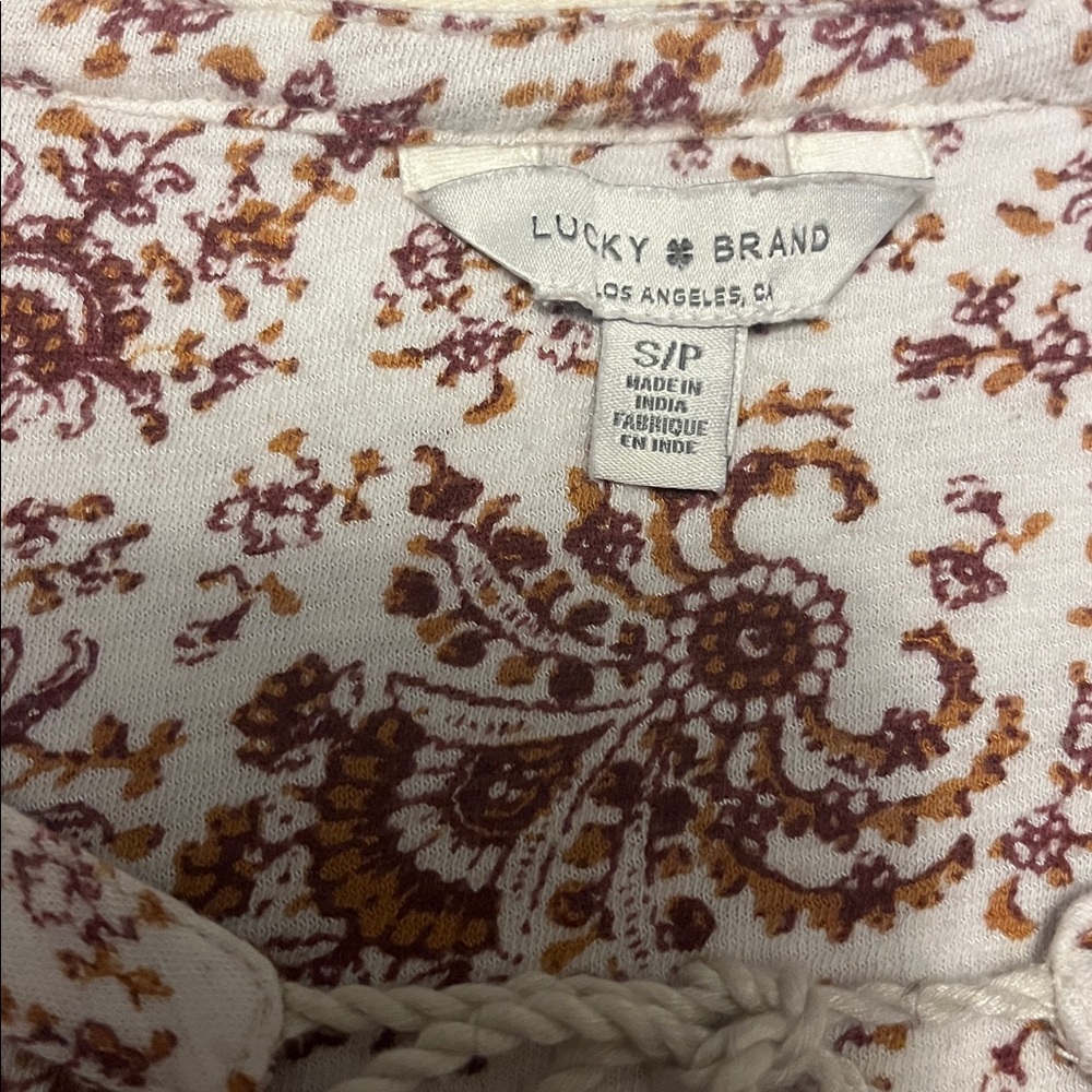 Lucky Brand Peasant With Beading Top Blouse Size S/P - Picture 3 of 8